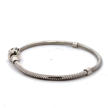 Designer PANDORA 925 Sterling Silver Snake Chain Charm 6.75 Inch Bracelet