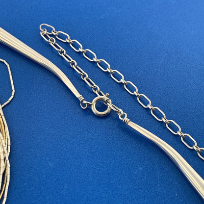 Designer Two Toned Sterling Liquid Silver 925 Lapis Arrowhead 30" Necklace