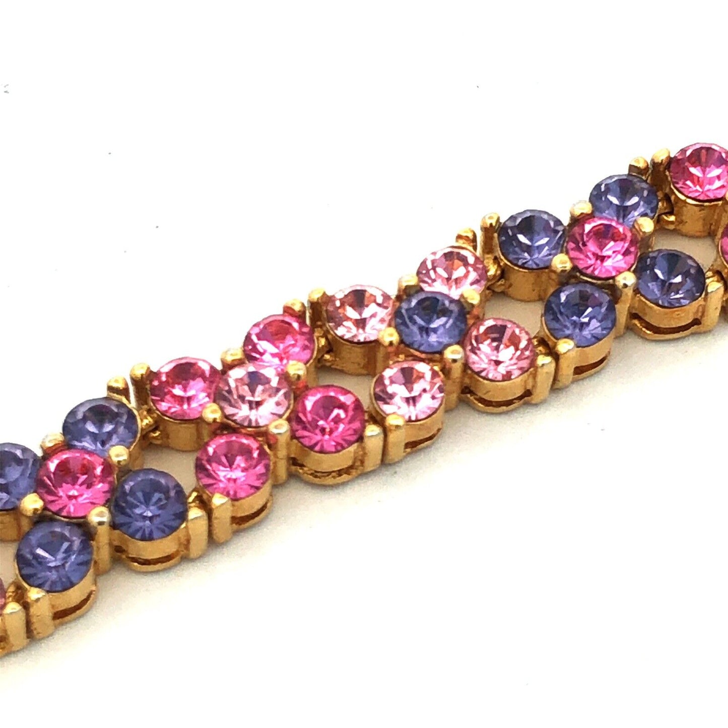 Joan Rivers Gold Tone Pink Purple Cubic Zirconia CZ Bracelet Earring 3 Pc Set
