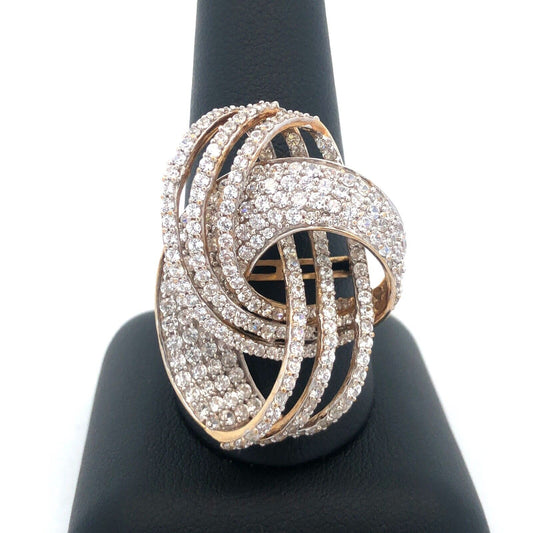 10k Yellow Gold Cubic Zirconia Knot Statement Cocktail Ring