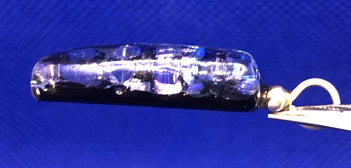 925 Sterling Silver Modernist  Multicolor Diachroic Glass Rectangle Pendant