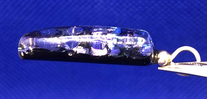 925 Sterling Silver Modernist  Multicolor Diachroic Glass Rectangle Pendant