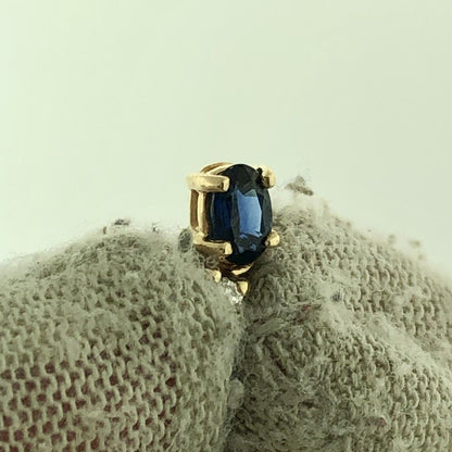 Gorgeous 14k Yellow Gold Oval Blue Sapphire Diamond Accent Dangle Stud Earrings