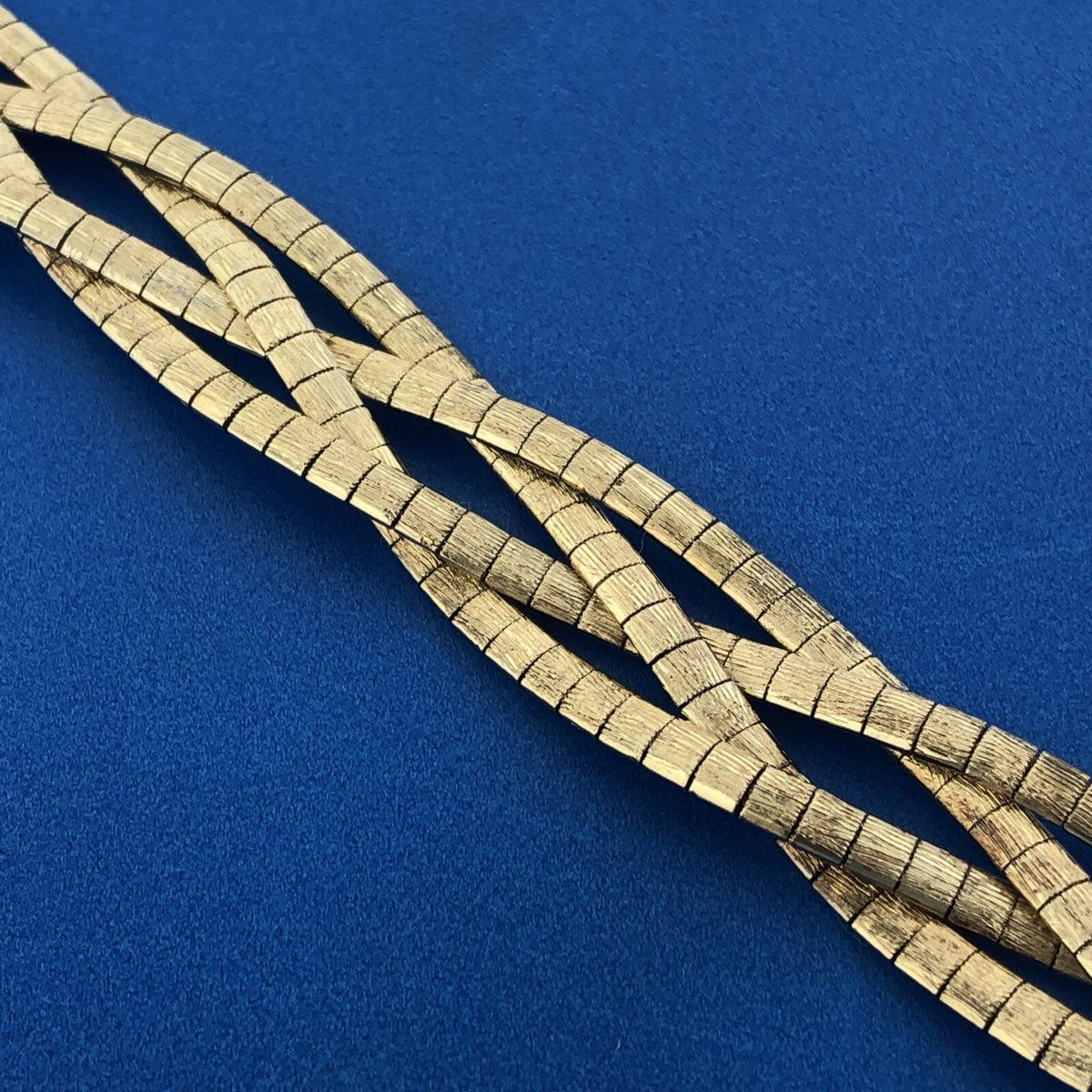 Sterling Silver 925 Vermeil Gold Tone Blue Sapphire Floral Clasp Woven Bracelet