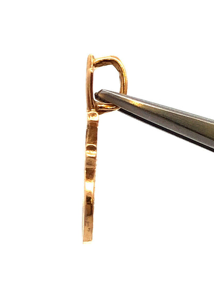 14K Yellow Gold Polished Script Capital F Initial Monogram Letter Pendant