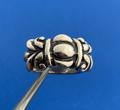 925 Sterling Silver Fleur De Lis Wide Band Size 4.75 Ring