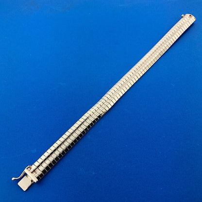 Designer Milor Italy 925 Sterling Silver Textured Snake Flex Band Bracelet