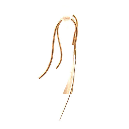 14K Yellow Gold Hammered Textured Modernist Triangle Dangle Earrings