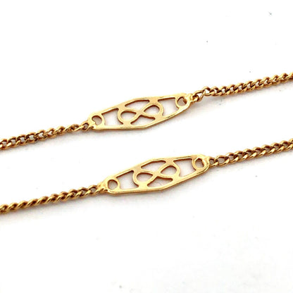 Designer Aurea Italy 14K Yellow Gold Infinity Station Chain Bracelet