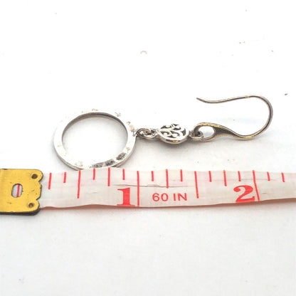 925 Sterling Silver Round Textured Hammered Dangle Hoop Earrings