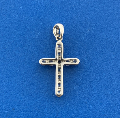 Designer 18K White Gold Cubic Zirconia CZ Cross Religious Communion Pendant