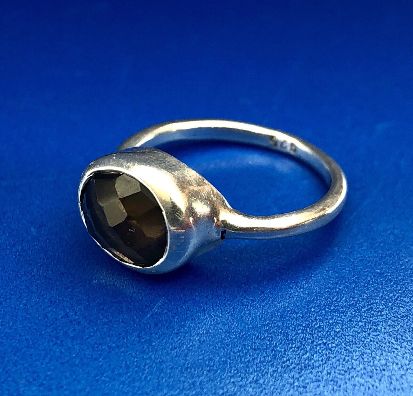 Designer Sterling Silver 925 Oval Smoky Quartz Topaz Fashion Ring