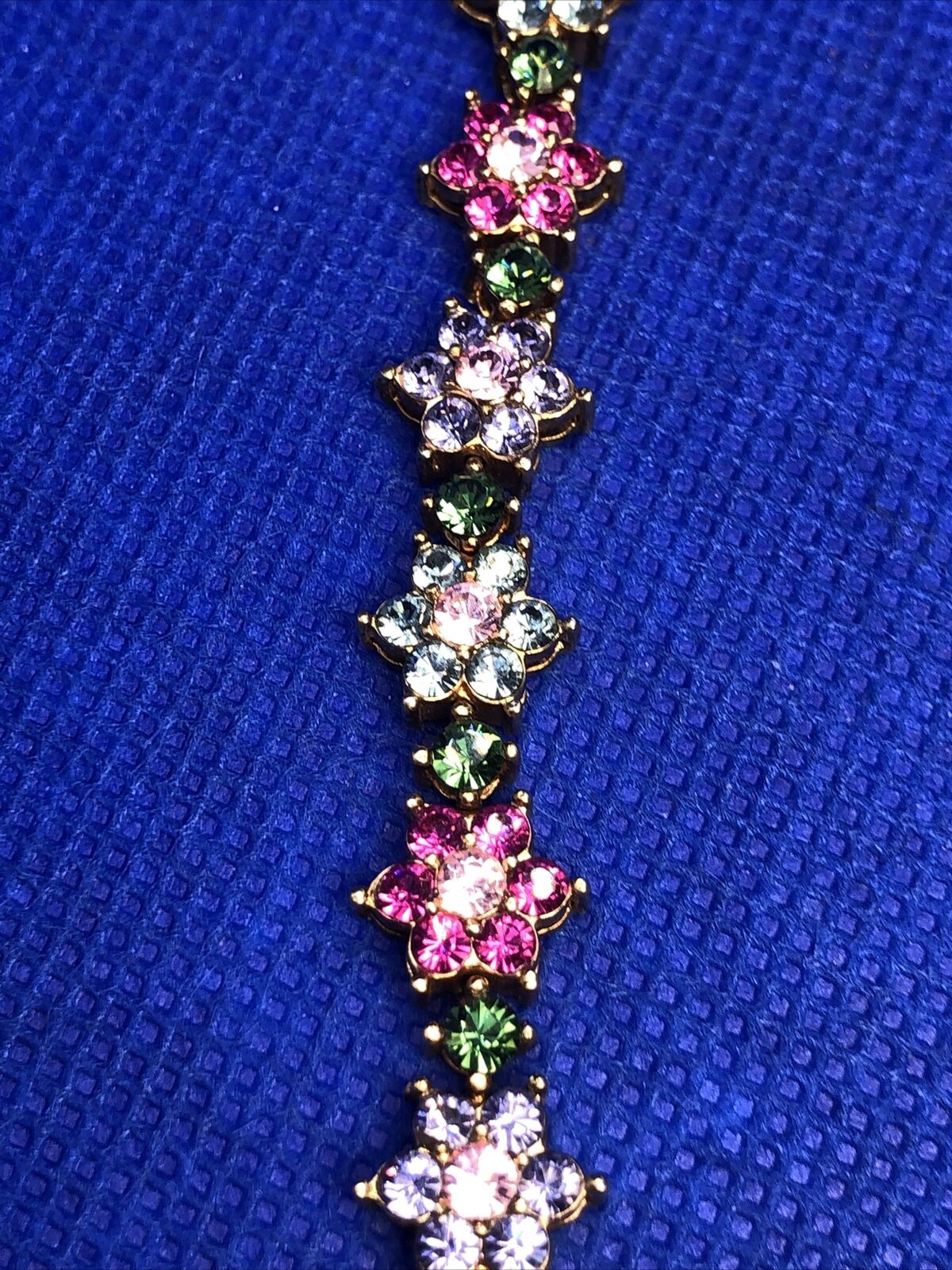 Joan Rivers Gold Tone Colorful Cubic Zirconia Flowers Bracelet