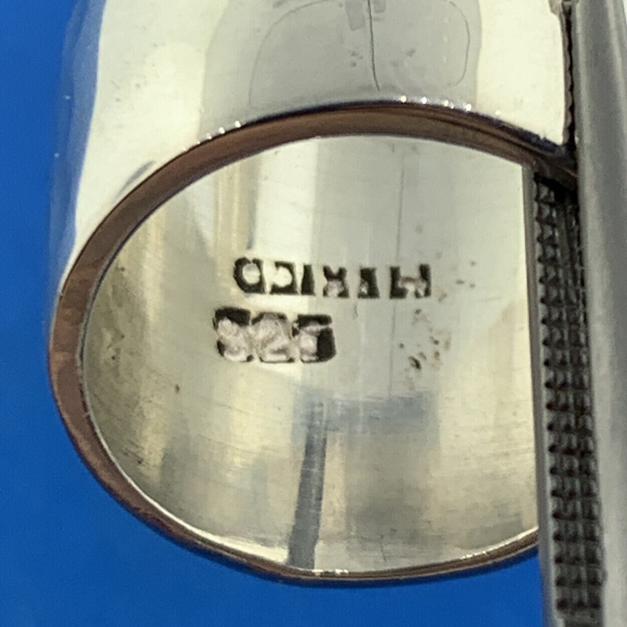 Designer Mexico 925 Sterling Silver Hammered Wide Cigar Band Finger Ring