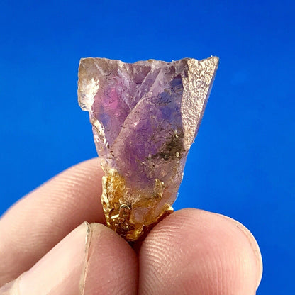 Vintage Gold Tone Filled Amethyst Chunk Stress Relief Inner Peace Charm Pendant