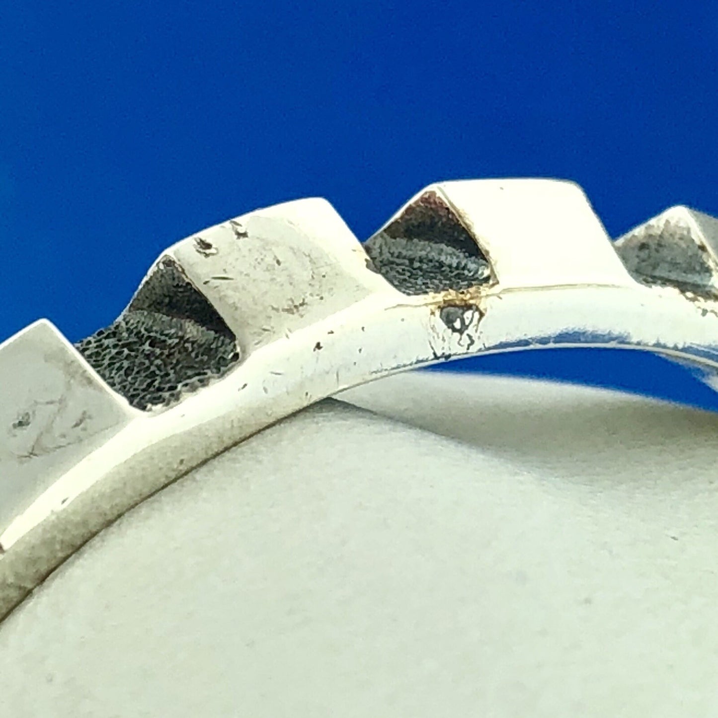 Rare Mignon Faget 925 Sterling Silver Rotated Dentils Stackable Cuff Bracelet