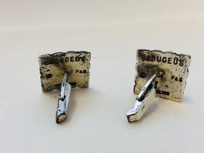 Vintage Sterling Silver Fenwick & Sailors Cadueces Doctor Medical Cuff Links
