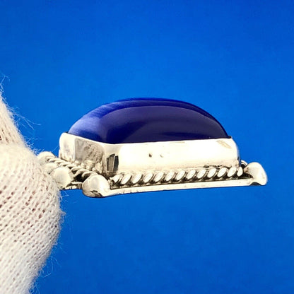 Stunning Taxco Mexican Sterling Silver 925 TA-S3 Glass Rectangle Dangle Pendant