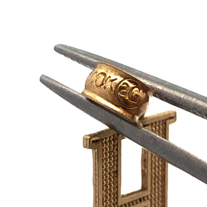 Designer 10K Yellow Gold Letter Initial H Name Textured Monogram Pendant