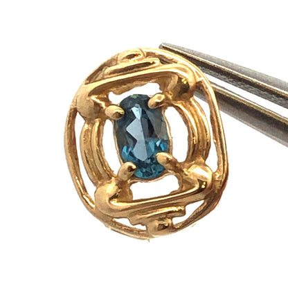 Designer OMG 10K Yellow Gold Oval Blue Topaz Slide Bracelet Charm