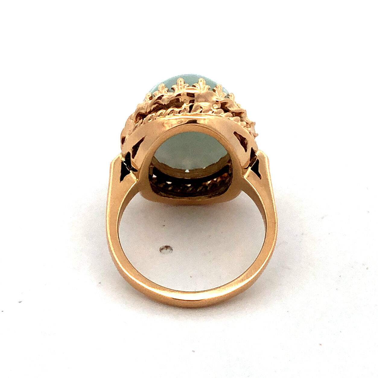Designer CID 14K Yellow Gold Oval Cabochon Jade Statement Ring