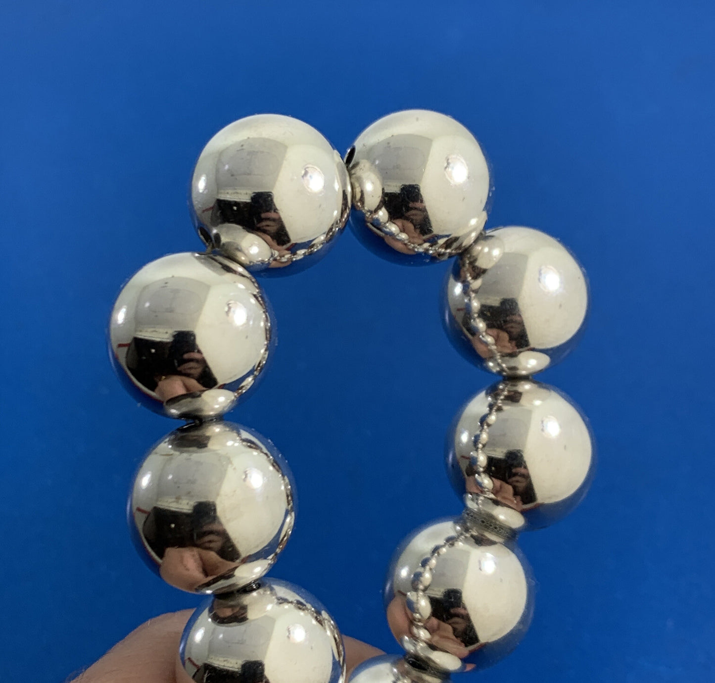 Vintage 925 Sterling Silver Chunky Beaded Statement Necklace