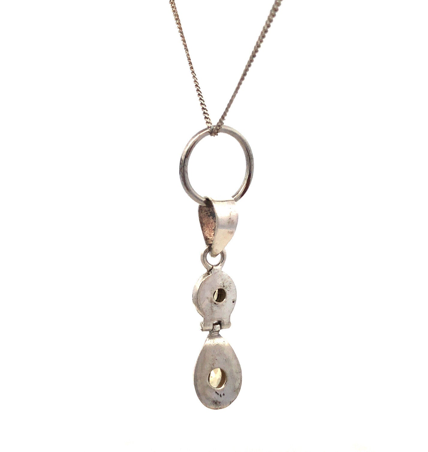 925 Sterling Silver Round Pear Yellow Citrine Pendant Chain Necklace