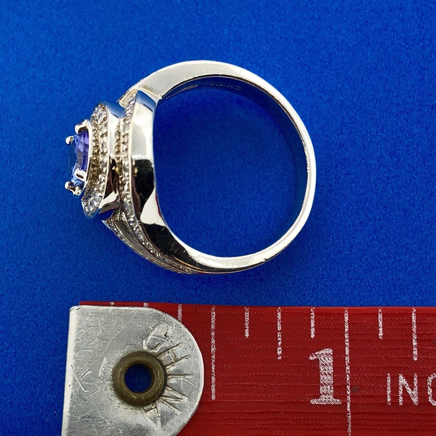 Designer 925 Sterling Silver Tanzanite Diamond Accent December Anniversary Ring