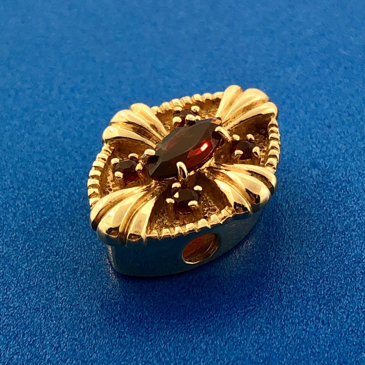 Designer DDH 10K Yellow Gold Garnet January Anniversary Slide Bracelet Charm