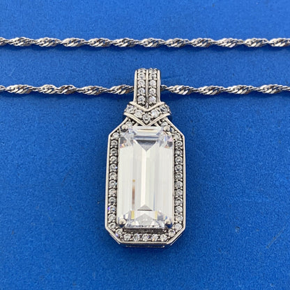 Designer Sterling Silver Diamonique Cubic Zirconia Statement Pendant Necklace