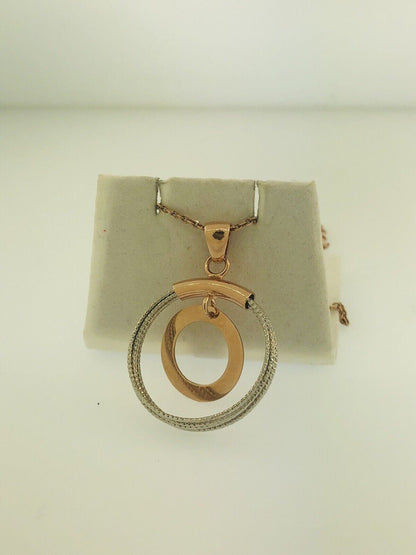 Dyadema Italy Sterling Silver Rose Wash Two Toned Life Infinity Circle Necklace