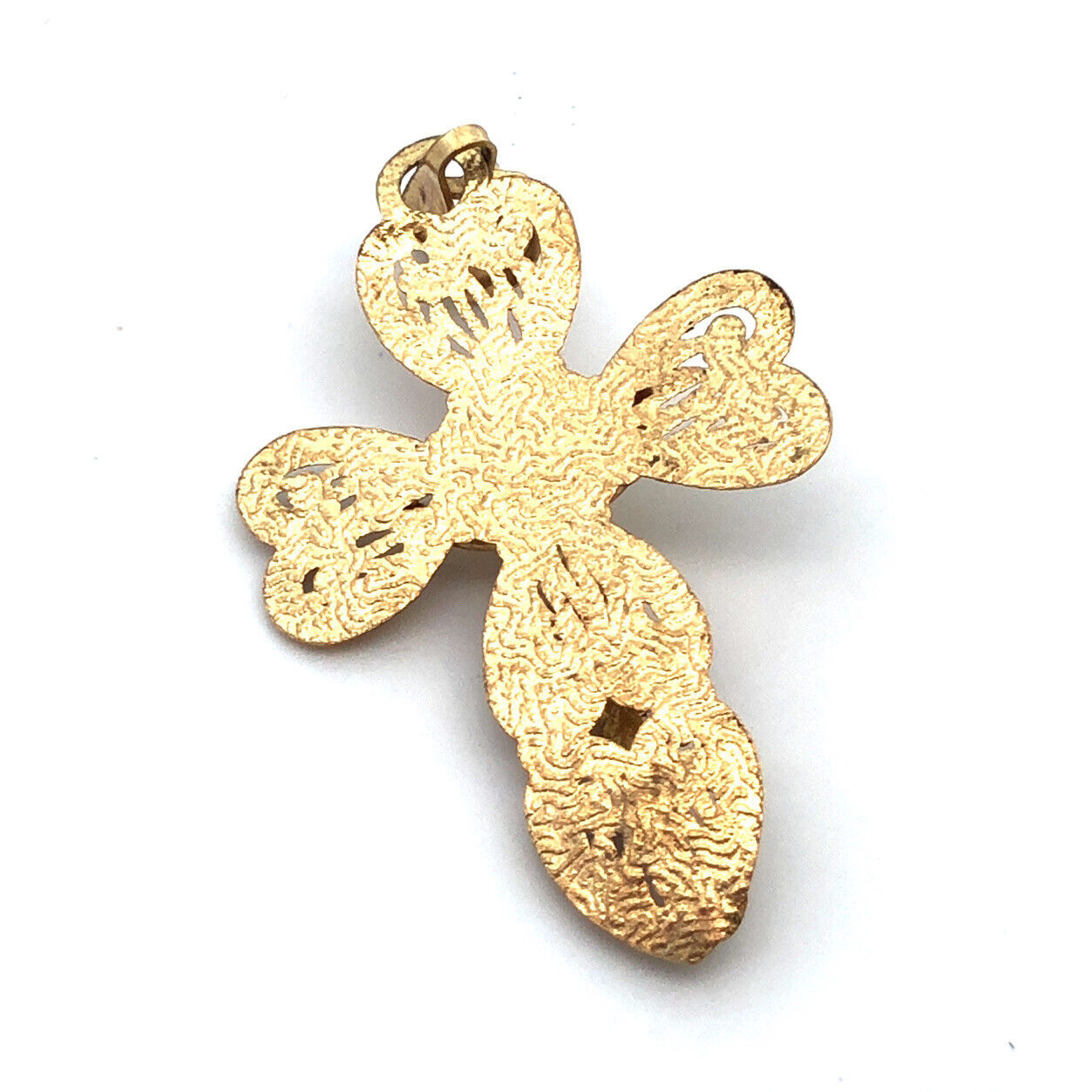 10K Yellow Gold Filigree Cross Crucifix Catholic Gift Religious Pendant