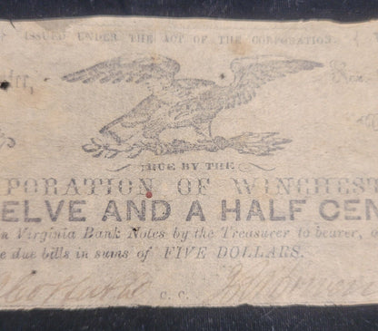 1861 12.5c Corporation of Winchester, Virginia Obsolete Currency Bank Note