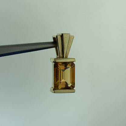 Gorgeous 14k Yellow Gold Emerald Cut Golden Citrine Precious Pendant Modern