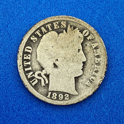 1892 O Barber Silver Dime $.10 Better Rare Scarce Key New Orleans Mint Coin