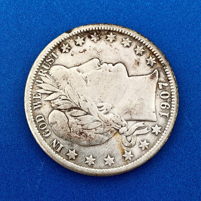 1907 O Silver Barber Half Dollar Better Key Date New Orleans Coin Rare Scarce