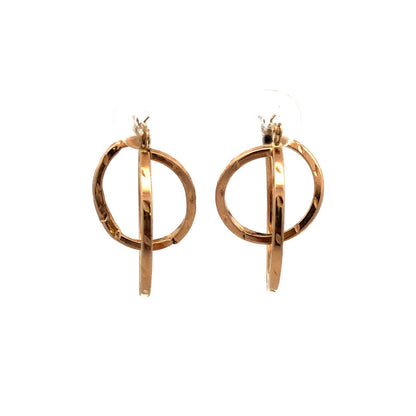 14K Yellow Gold Designer ATT Textured Round Double Hoop Earrings