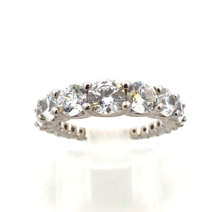 Designer UCL 925 Sterling Silver Round Cubic Zirconia Wedding Bridal Band Ring