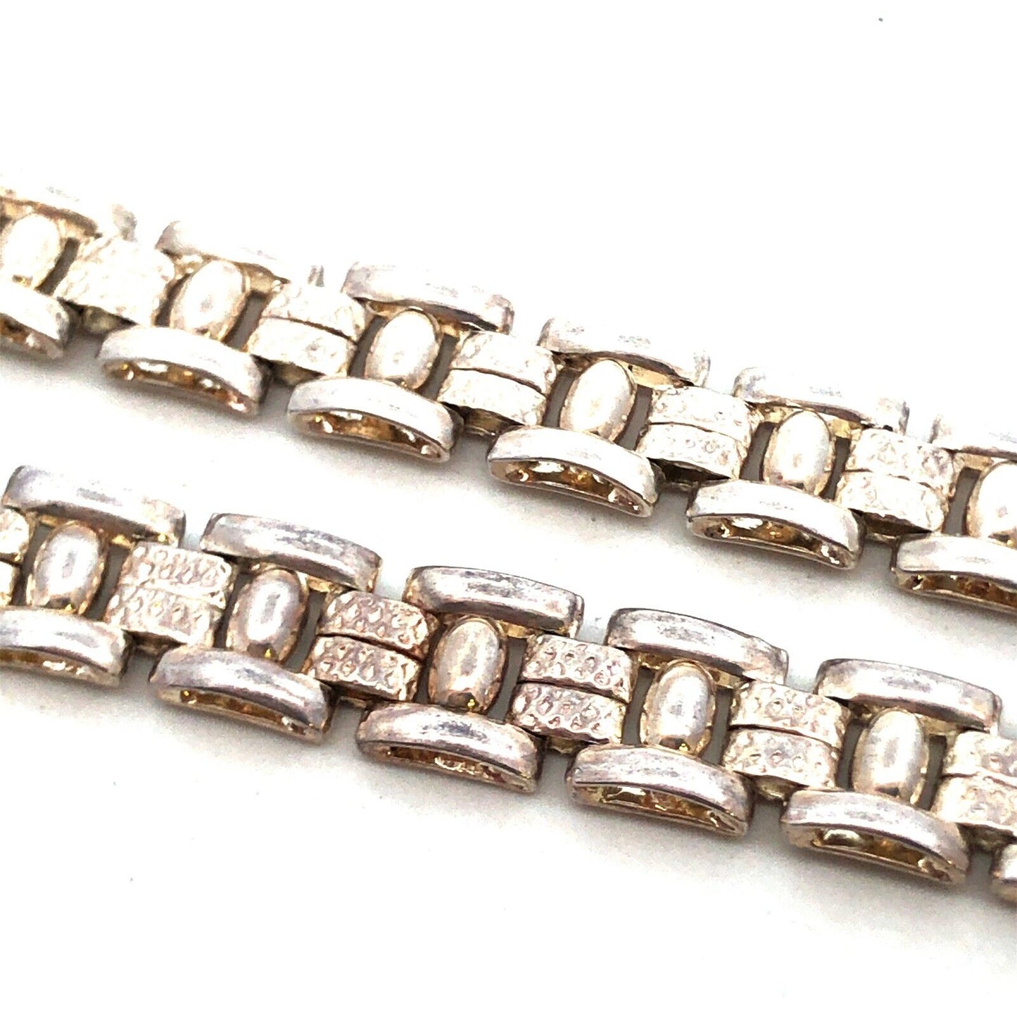 925 Sterling Silver Fancy Square Bicycle Link Chain Necklace