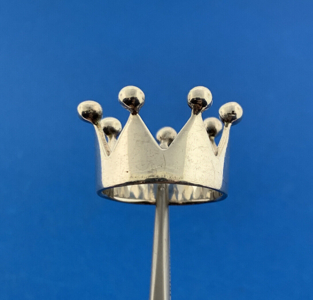 Designer 925 Sterling Silver Princess Queen King Crown Cigar Band Ring