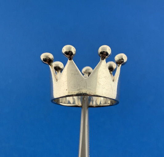 Designer 925 Sterling Silver Princess Queen King Crown Cigar Band Ring