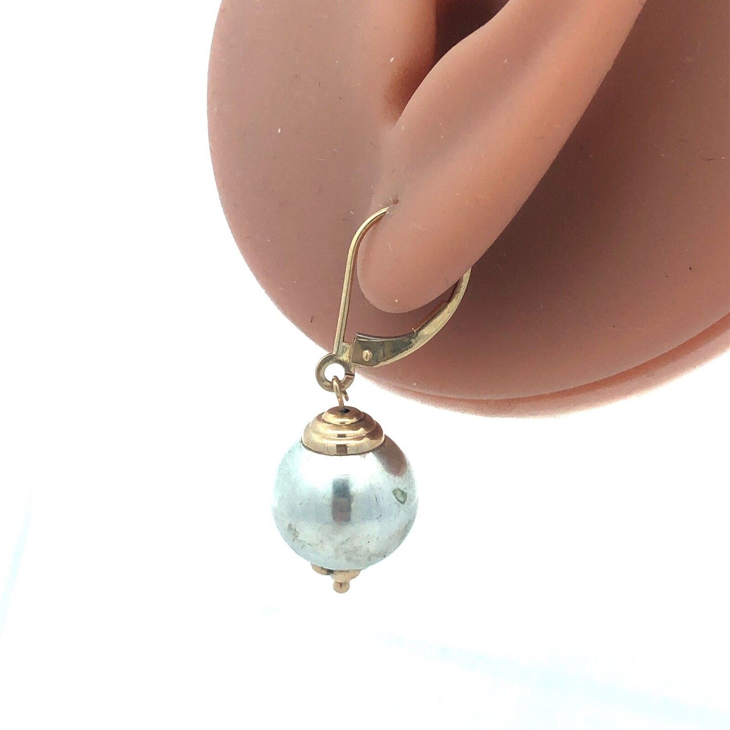 Jacmel Mauritius 14K Yellow Gold Sterling Silver Two Tone Ball Dangle Earrings