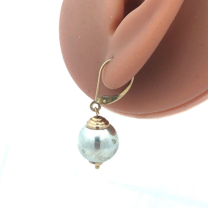 Jacmel Mauritius 14K Yellow Gold Sterling Silver Two Tone Ball Dangle Earrings