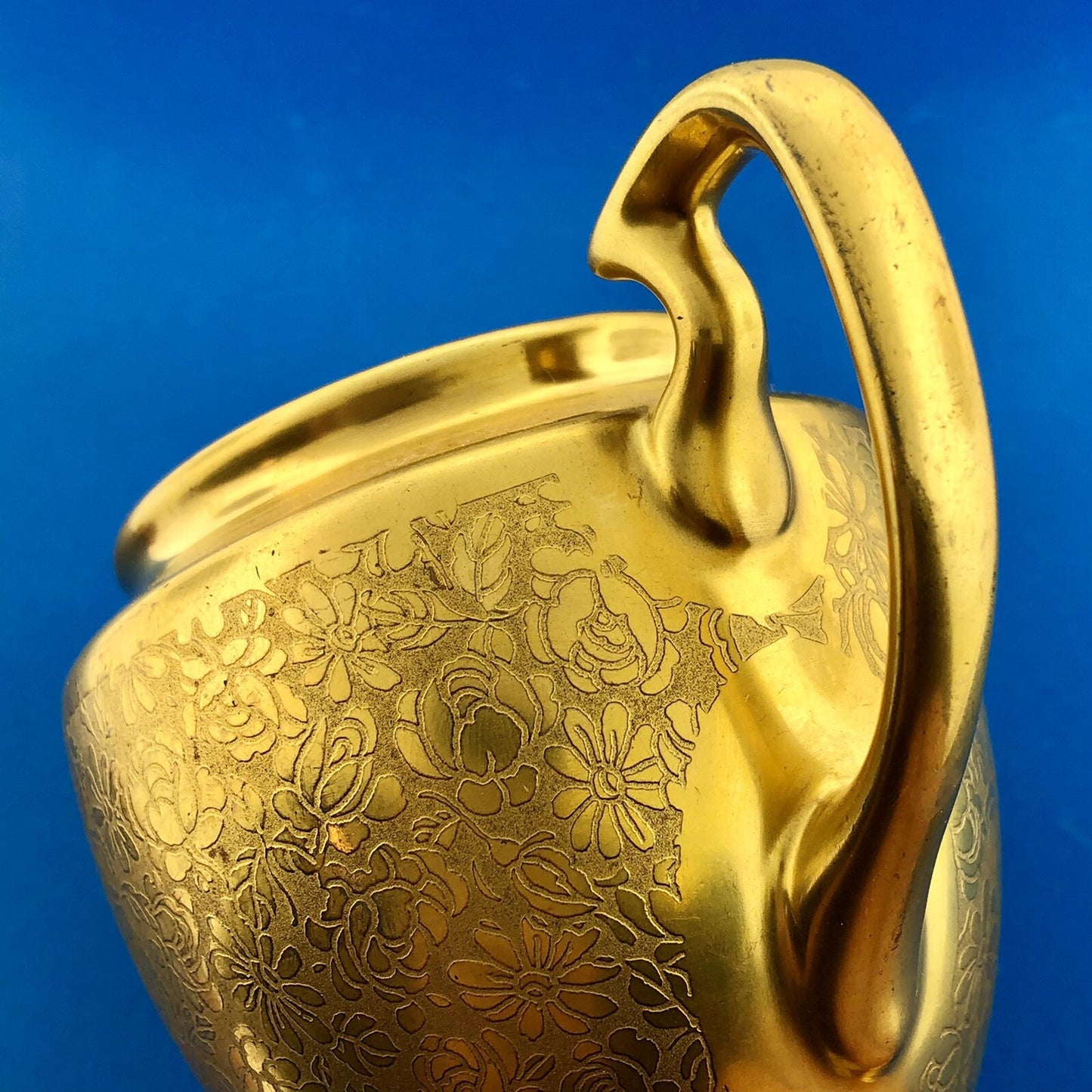1930s Pickard China Gold Rose Daisy Pattern Creamer Sugar Bowl W/Lid 3 Piece Set