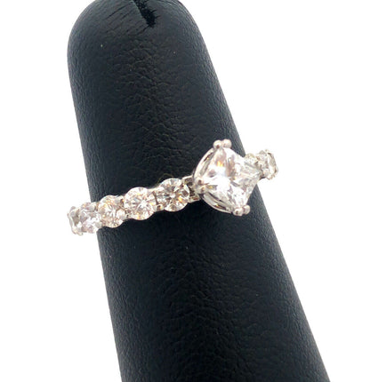 Estate 950 Platinum Princess Square Diamond Engagement Wedding Ring