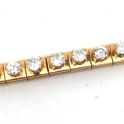 Estate 14K Yellow Gold Round Graduated Diamond Modernist Tennis Bracelet
