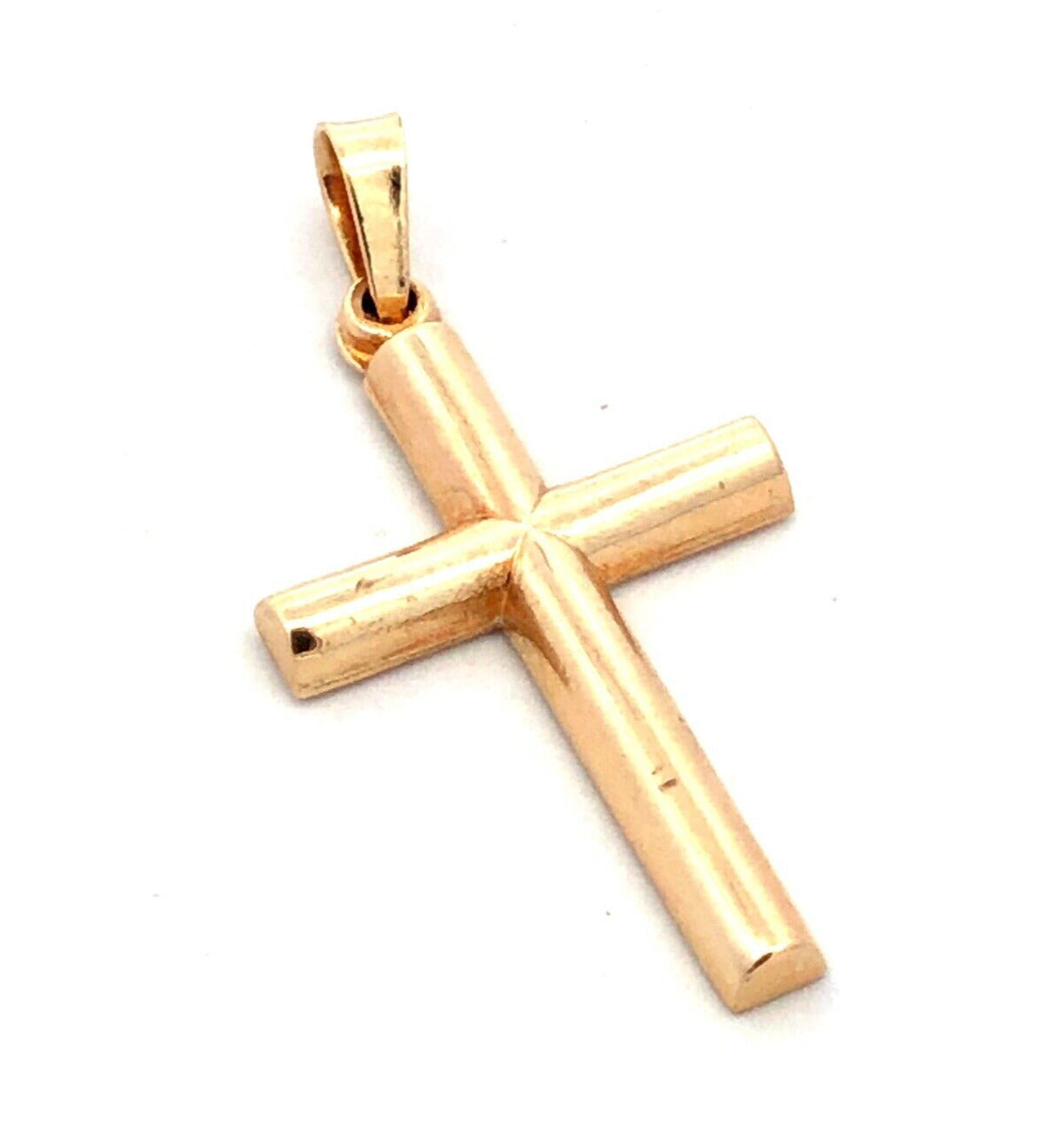 Designer UI 14K Yellow Gold Rounded Polished Cross Pendant