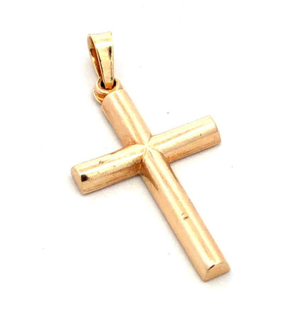 Designer UI 14K Yellow Gold Rounded Polished Cross Pendant