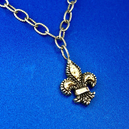 Philip Gavriel 925 Sterling Silver 18K Yellow Gold Fleur De Lis Necklace