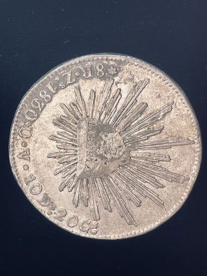 1830 Zs Zacatecas Mexico 8 Reales .903 Silver O.V. Cap and Rays Libertad Coin